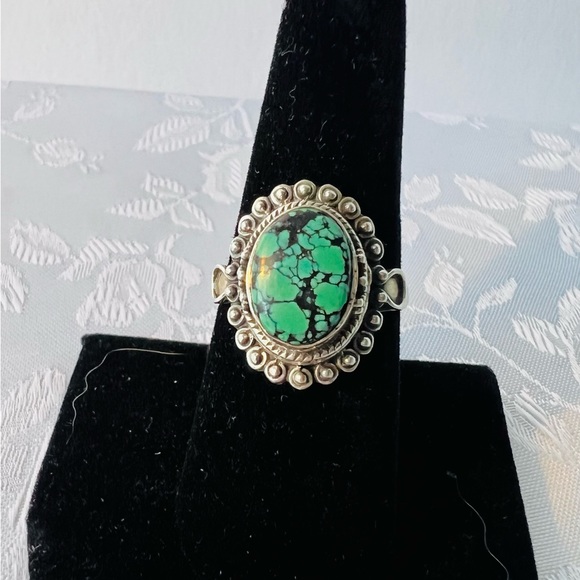 STERLING SILVER TURQUOISE RING 8.5 - Picture 6 of 9